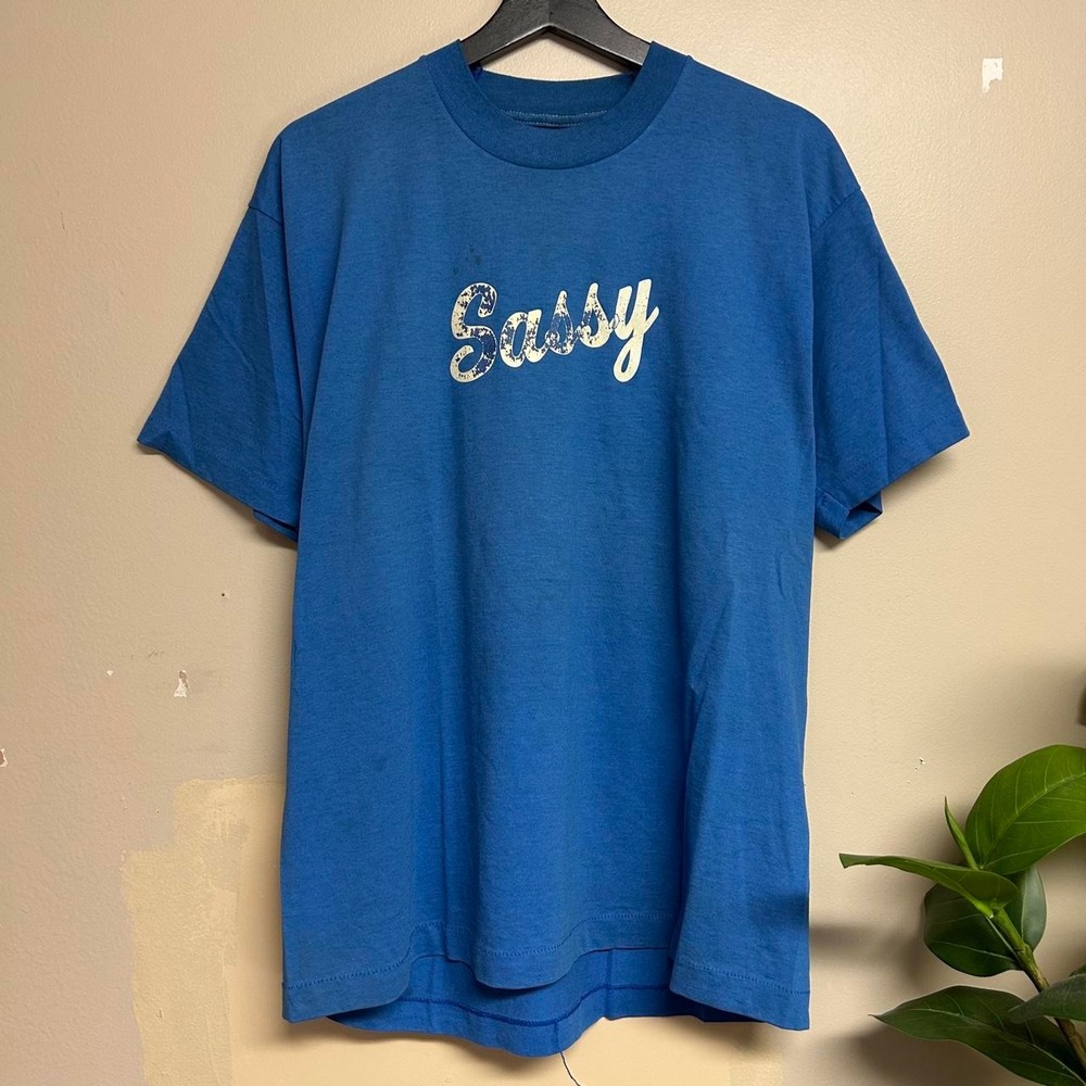 Vintage 80s Screen Stars Sassy I Left The Hurd 88 Graphic T-Shirt Mens XL Blue